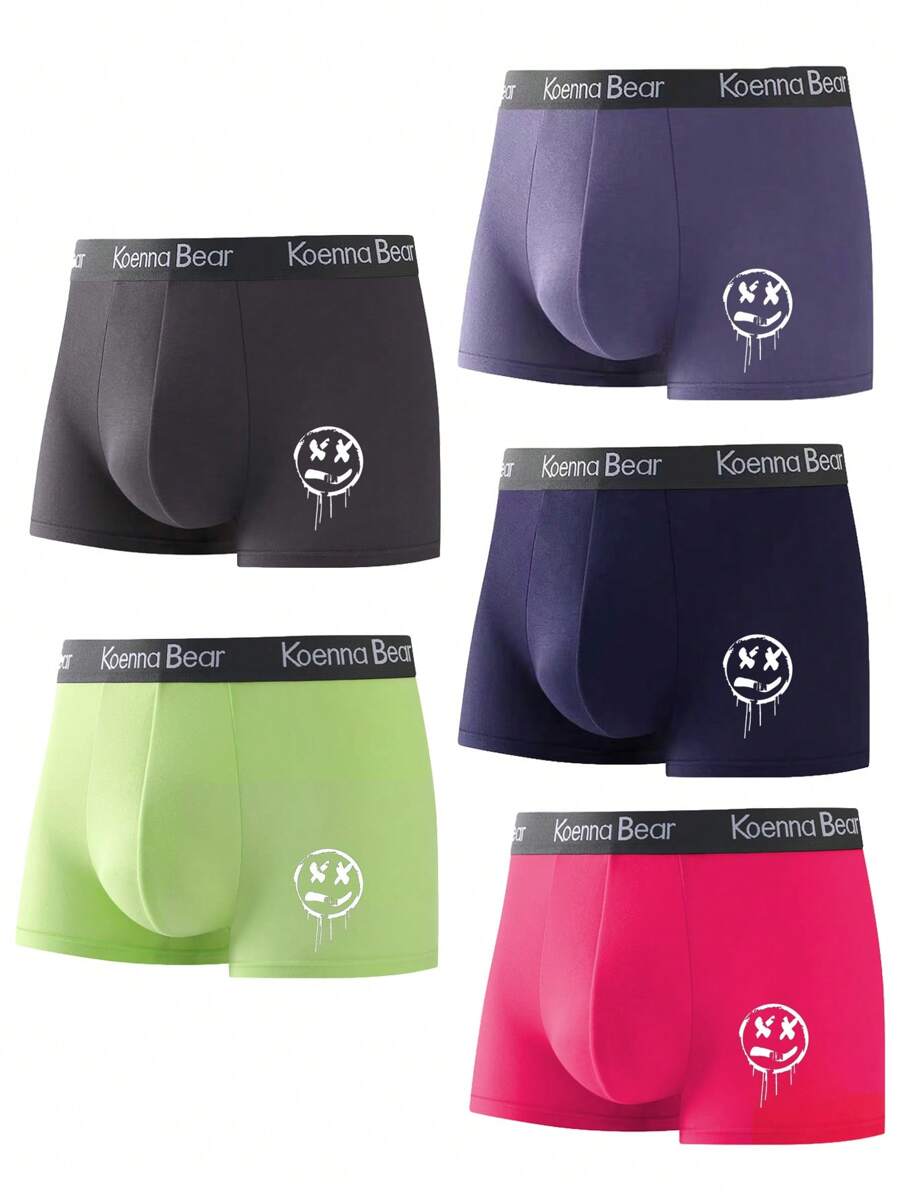 Hombres 5 piezas Calzoncillos boxer con estampado de letra - Multicolor - Ver 1