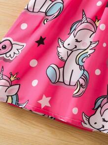 休閒卡通 撞色女幼童連衣裙 - 彩色 - 查看 4