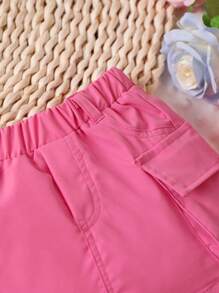 Baby Flap Pocket Cargo Skirt - Pink - View 3