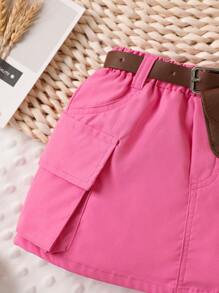 Baby Flap Pocket Cargo Skirt - Pink - View 6