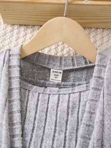 SHEIN 女小童開門襟外套和吊帶背心和短褲 - 灰色 - 查看 4