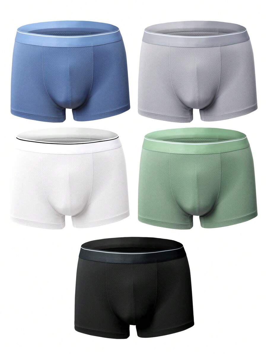 Men 5pcs Solid Boxer Brief - Multicolor - View 1