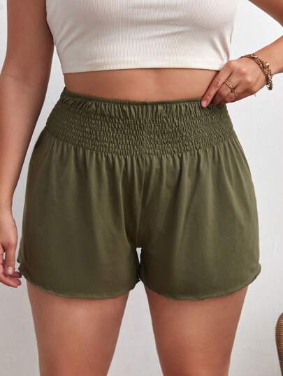 Plus Paper Bag Waist Lettuce Trim Shorts