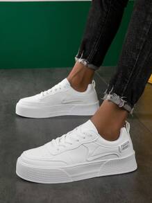 Giày trượt patin có dây buộc phía trước họa tiết chữ cái cho nam, giày thể thao thể thao - trắng - Xem 1