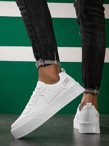 Giày trượt patin có dây buộc phía trước họa tiết chữ cái cho nam, giày thể thao thể thao - trắng - Xem 3