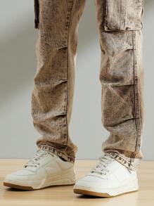 Manfinity Nam Túi nắp bên cạnh Quần jean chở hàng - màu nâu - Xem 4