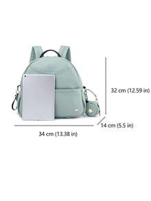 Baby Solid PU Diaper Bag With Pacifier Bag - Mint Green - View 3