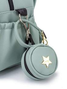 Baby Solid PU Diaper Bag With Pacifier Bag - Mint Green - View 4