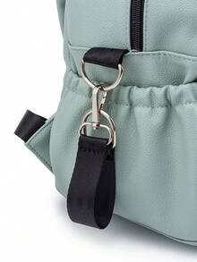 Baby Solid PU Diaper Bag With Pacifier Bag - Mint Green - View 6