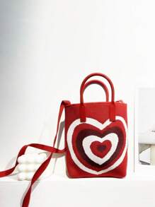 迷你愛心圖案鉤針編織袋時尚適用於度假 - 紅色 - 查看 2