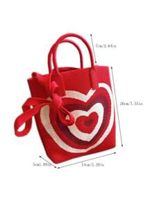 迷你愛心圖案鉤針編織袋時尚適用於度假 - 紅色 - 查看 3