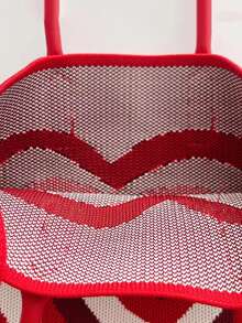 迷你愛心圖案鉤針編織袋時尚適用於度假 - 紅色 - 查看 4
