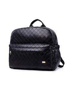 Baby Plaid Embossed PU Diaper Bag - Black - View 1