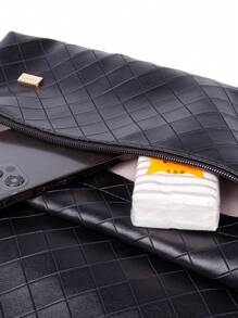 Baby Plaid Embossed PU Diaper Bag - Black - View 3