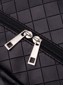 Baby Plaid Embossed PU Diaper Bag - Black - View 7