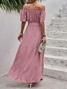 EMERY ROSE Đầm Thắt lưng Viên lá sen Chấm bi Giải trí - Bụi hồng - Xem 2