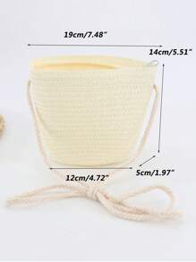 Túi đeo chéo mini có ống hút dành cho nữ Túi đan mùa hè Ví cầm tay Bucket Bucket - Màu be - Xem 6