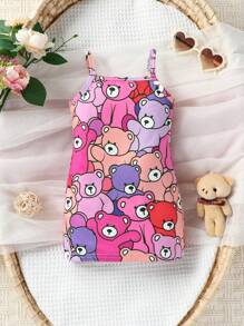 SHEIN Baby Cartoon Graphic Cami Dress - Multicolor - View 1