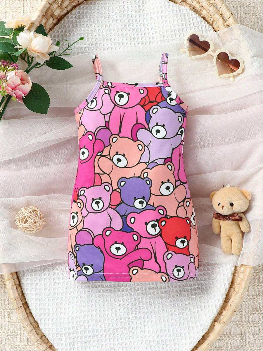 SHEIN Baby Cartoon Graphic Cami Dress - Multicolor - View 1