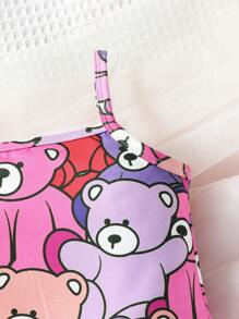 SHEIN Baby Cartoon Graphic Cami Dress - Multicolor - View 5