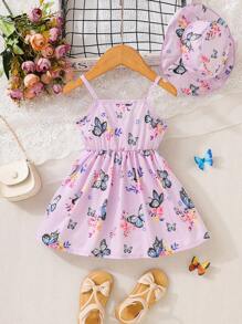 SHEIN Đầm em bé Nơ Bướm Hoa Loại bướm - Màu Lilac Tím - Xem 2