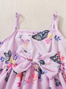 SHEIN Đầm em bé Nơ Bướm Hoa Loại bướm - Màu Lilac Tím - Xem 4