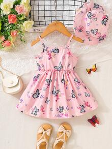 SHEIN Đầm em bé Nơ Bướm Hoa Loại bướm - Hồng - Xem 2