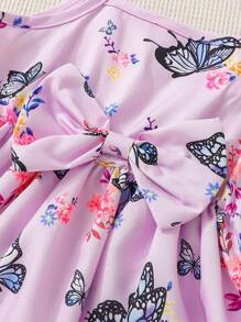 SHEIN Đầm em bé Nơ Bướm Hoa Loại bướm - Màu Lilac Tím - Xem 6