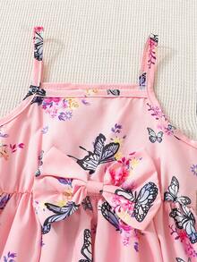 SHEIN Đầm em bé Nơ Bướm Hoa Loại bướm - Hồng - Xem 3