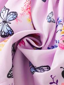 SHEIN Đầm em bé Nơ Bướm Hoa Loại bướm - Màu Lilac Tím - Xem 7