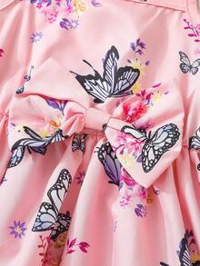 SHEIN Đầm em bé Nơ Bướm Hoa Loại bướm - Hồng - Xem 4