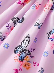 SHEIN Đầm em bé Nơ Bướm Hoa Loại bướm - Màu Lilac Tím - Xem 8