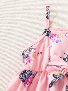 SHEIN Đầm em bé Nơ Bướm Hoa Loại bướm - Hồng - Xem 5