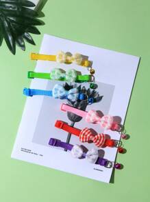 2 piezas de cuadros con lazo campana cuello para gatos con perros , color al azar - Multicolor - Ver 1