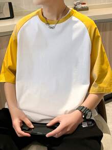 Manfinity Hypemode Lỏng lẻo phù hợp Nam Khối màu Tay Raglan Áo thun - Màu vàng - Xem 1