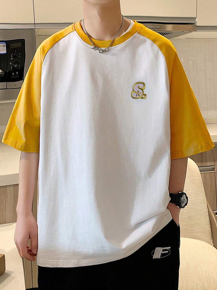 Manfinity Hypemode Men Letter Graphic Contrast Raglan Sleeve Oversize Tee - White - View 2