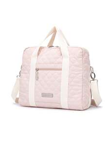 Baby Letter Patch Decor Large Capacity Diaper Bag - Pink - View 1