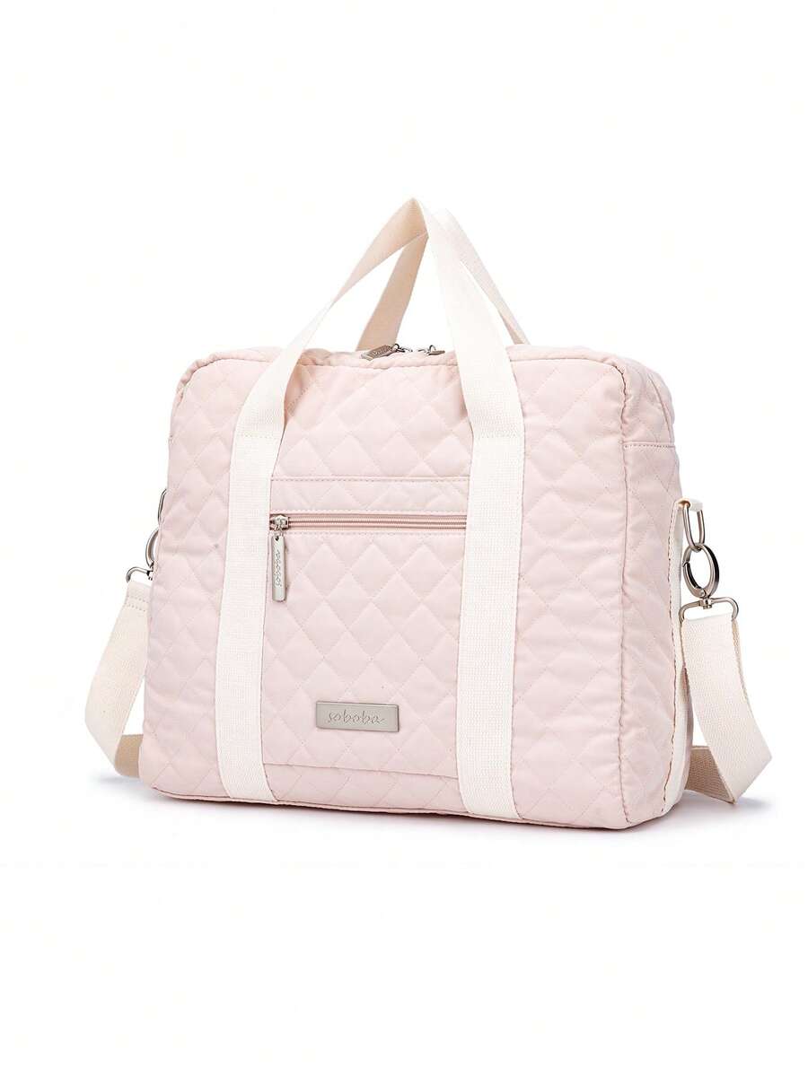Baby Letter Patch Decor Large Capacity Diaper Bag - Pink - View 1