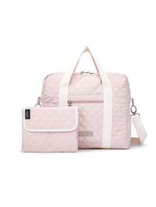 Baby Letter Patch Decor Large Capacity Diaper Bag - Pink - View 2