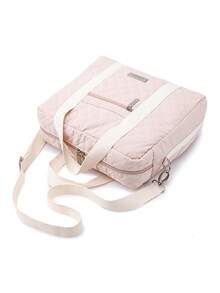 Baby Letter Patch Decor Large Capacity Diaper Bag - Pink - View 3