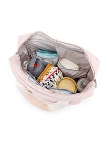 Baby Letter Patch Decor Large Capacity Diaper Bag - Pink - View 10