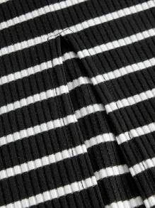SHEIN EZwear 條紋印花抹胸洋裝 - 黑與白 - 查看 3