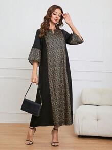 Al Najma 幾何印花缺口領連衣裙 - 彩色 - 查看 3