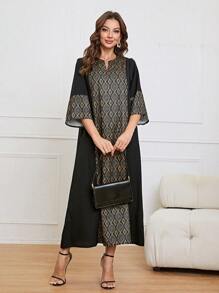 Al Najma 幾何印花缺口領連衣裙 - 彩色 - 查看 4