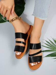 優雅黑色涼鞋適用於女士極簡鏤空涼拖 - 黑色 - 查看 6