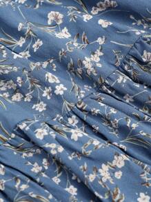 DAZY 碎花前打結吊帶連衣裙 - 藍色 - 查看 8