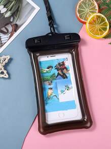 户外水上游戏带气囊防水手机保护套手机壳沙滩包防水手机包手机壳手机壳 PVC 保护套适用于游泳泳池度假海滩巡航必备运动包运动包基本款游泳包游泳者热带海岸氛围沙滩包适用于游泳夏季岛屿度假海滩配件适用于女孩男孩男士女士 - 黑色 - 查看 1