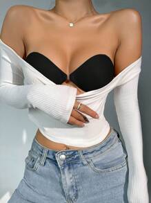 前搭扣素色文胸 - 黑色 - 查看 2