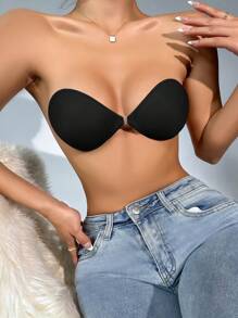 前搭扣素色文胸 - 黑色 - 查看 3
