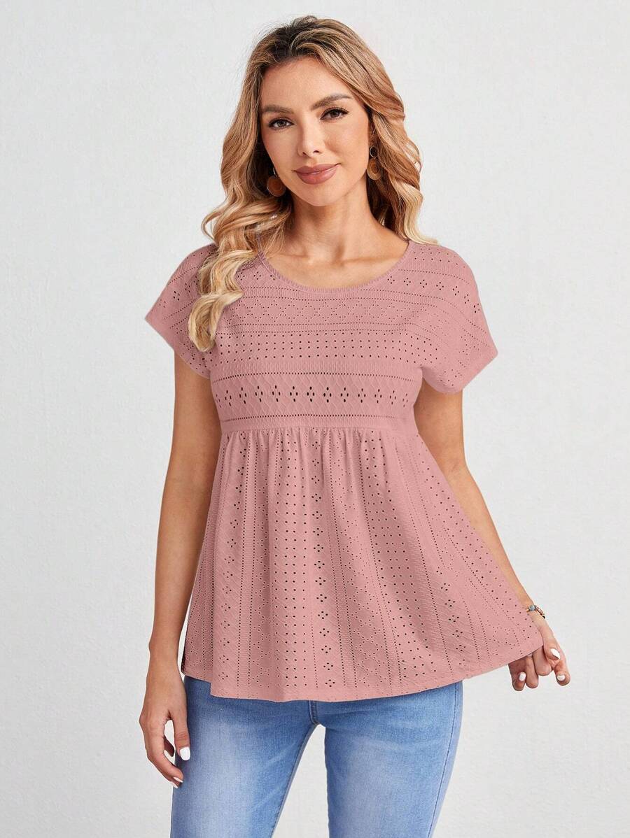 EMERY ROSE Solid Batwing Sleeve Peplum Tee